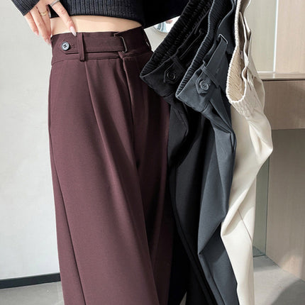Grey high-end suit pants women's spring and autumn drape pants 2024 new small straight pants narrow wide leg pants
