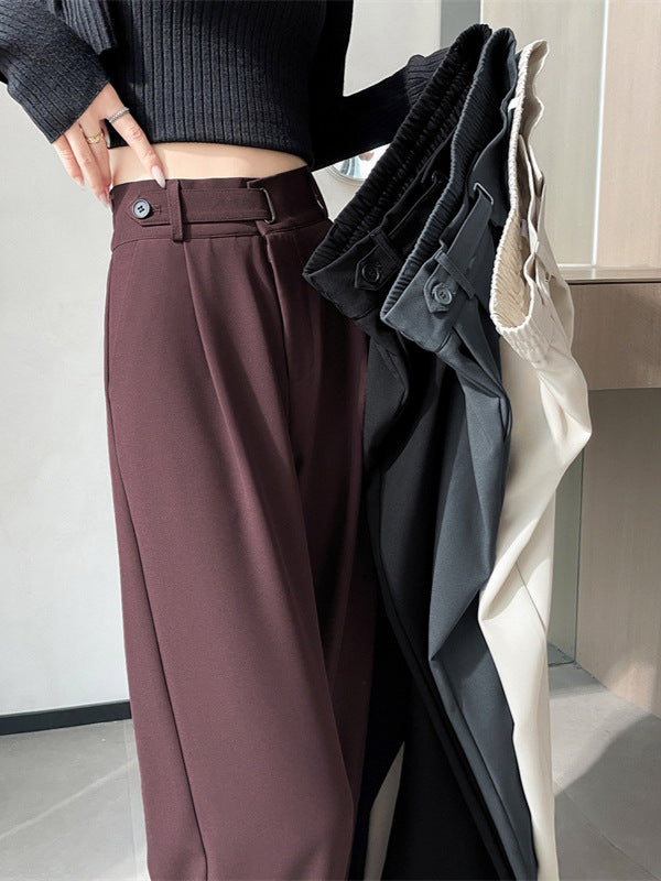 Grey high-end suit pants women's spring and autumn drape pants 2024 new small straight pants narrow wide leg pants