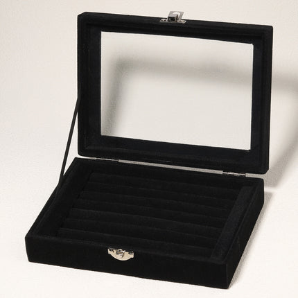 Advanced New Glass Jewelry Box Ring Earrings Earrings Bracelet Necklace Jewelry Display Flannel Jewelry Storage Box