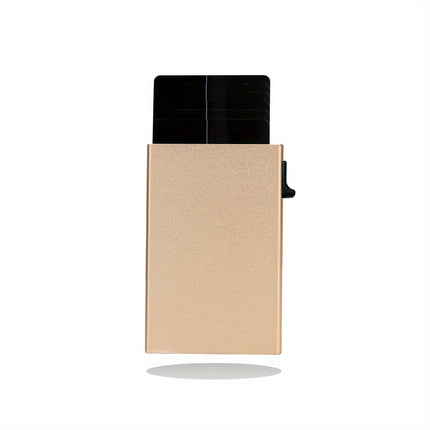Rfid Metal Men's Card Holder Simple Ultra-Thin Bank Card Protective Cover Aluminum Alloy Side Push One-Click Card Anti-Theft Brush