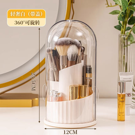 Cosmetic Brush Storage Cylinder Rotating Dustproof Dressing Table Cosmetic Storage Box Lipstick Eyeshadow Storage Rack Desktop Pen Holder