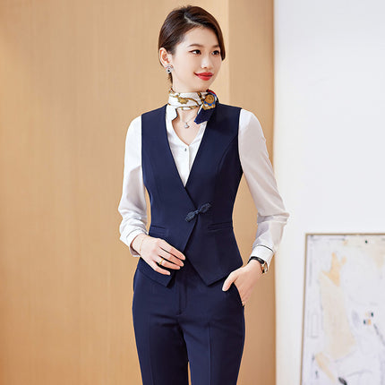 2023 Spring and Autumn New Vest Professional suit Women's Suit Hotel Front Desk Jewelry Store Sales Work Clothes Three-piece Set