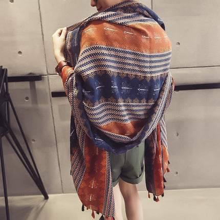 Ethnic Style Scarf, Sun Protection Shawl for Women, Yunnan Qinghai Grassland Travel Wear Silk Scarf, Seaside Beach Towel, Thin Style