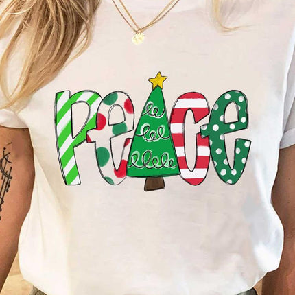 Wholesale ladies blouse supply Christmas happy fashion cartoon bottoming shirt clothes