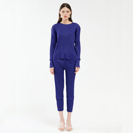 2026 Spring New Women's Fashion Patchwork Casual Set Long Sleeve Top Fashionable Versatile Skinny Pants Two-Piece Set for Women