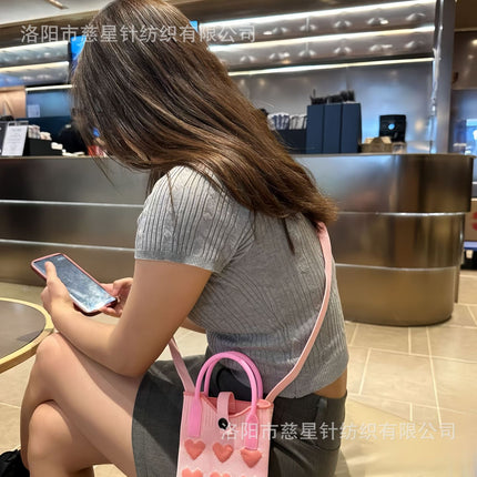 Girl's Heart-Shaped Knitted Crossbody Bag