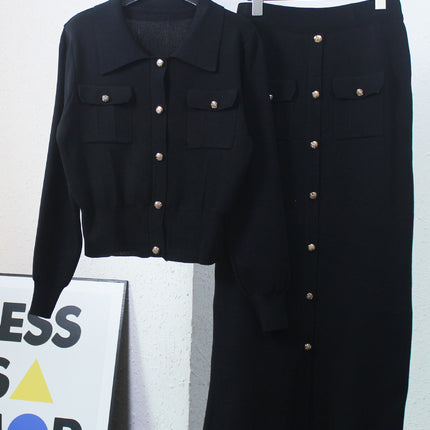 Fragrant Style Light Luxury Socialite Style POLO Collar Dress Set Skirt Set Comfortable Casual Knitted Two-piece Set
