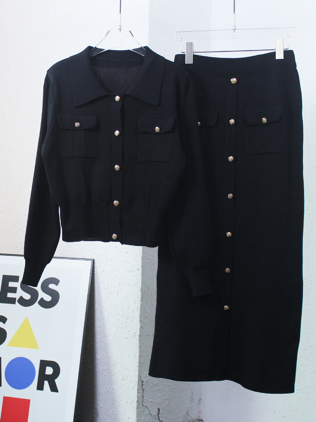 Fragrant Style Light Luxury Socialite Style POLO Collar Dress Set Skirt Set Comfortable Casual Knitted Two-piece Set