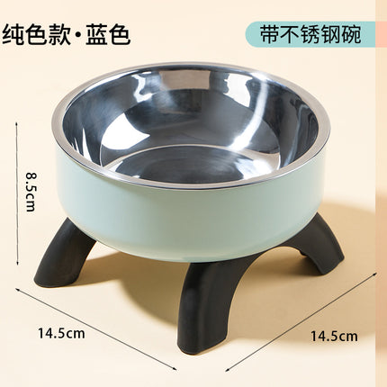 Cat High Bowl Neck Protection Cat Bowl Pet Stainless Steel Bowl Anti-slip Anti-overturning Dog Bowl Dog Food Gown Cross-border New Style