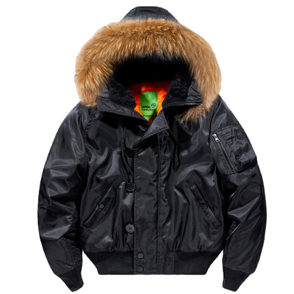 American cotton and thickening Autumn and Winter New Air Force MA1 Aviator Jacket Detachable Wool Collar Cotton plus size Jacket