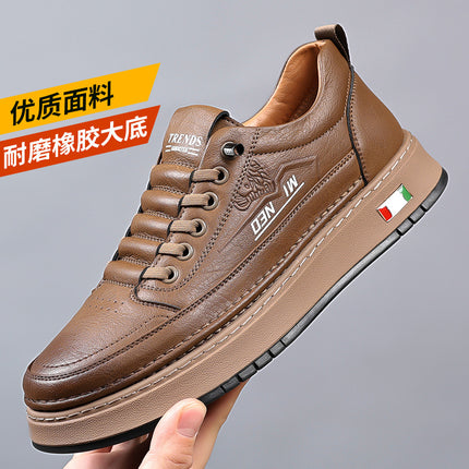 Spring and Autumn New Soft Leather Slip-on Men's Shoes Cross-border Soft Sole Trend All-match Daily Casual Leather Shoes Sneakers Wholesale