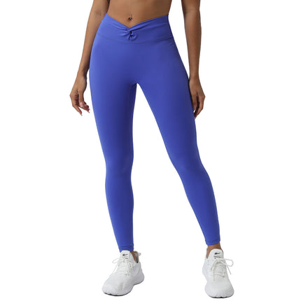 Cross-border new Twisted V-shaped yoga pants Peach Hip belly contracting sports cropped pants outdoor running fitness tights