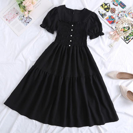 Chiffon Short-sleeved Dress for Women New ins Sense Niche Mid-length French Douyin Slimming Look Skirt