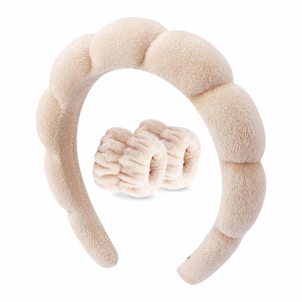 Cross-border selling European and American high cranial top women's face washing clouds sponge hairband makeup wrist band headband two-piece wholesale