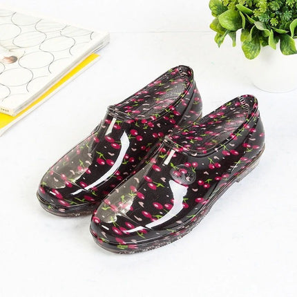 Rain Boots for Women in Spring & Fall Seasons Yuanbao Water Shoes Shallow Mouth Waterproof Anti-Slip Kitchen Work Car Wash Fleece-Lined Warm Rubber Rain Boots