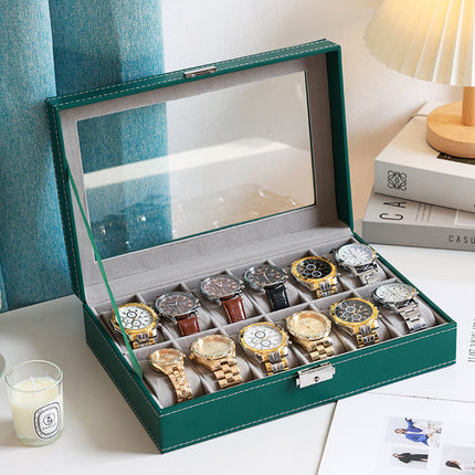 2025 New Leather Watch Box Storage Box with Lock Home Watch Organizer Display Box Mechanical Watch Jewelry Box