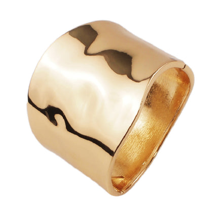 Dongguan Factory Direct Sales European and American Popular Simple Exaggerated Wide-Brimmed Sub-Gold Brushed Bracelet Normcore Spring Buckle Women's Bracelet