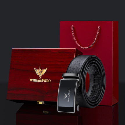 Paul Belt Men's High-End Leather Belt Men's Genuine Leather Automatic Buckle Belt Simple Business Alloy Soft Leather Belt for Men