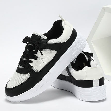 Korean Style Trendy Four-Season Thick-Soled Skateboard Shoes, Mesh Breathable Casual Shoes, Lace-Up Fashionable Women's Shoes, Outdoor Couple Trendy Shoes