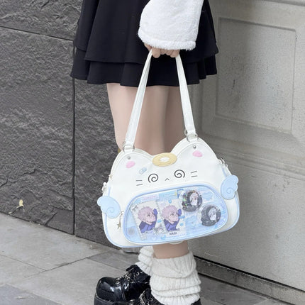 Japanese Cute Girl Devil Kitten Light Food Transparent Millet Pain Bag Shopping Commuter Shoulder Crosswalk Bag