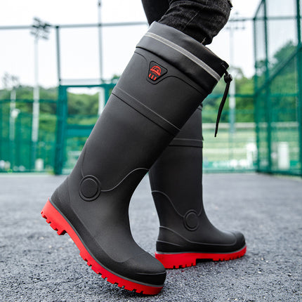 Stab-resistant Steel Toe Labor Water Protection Shoes Smash-resistant Water Boots Site Rain Boots Waterproof Men's Fishing Steel Bottom Plate Rain Boots Rubber Shoes