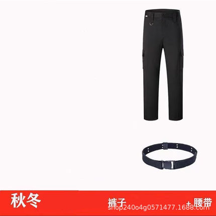Security Work Clothes Spring and Autumn Suit Black Training Jacket Twill Straight Security Coat Autumn and Winter Long-Sleeved Security Uniform