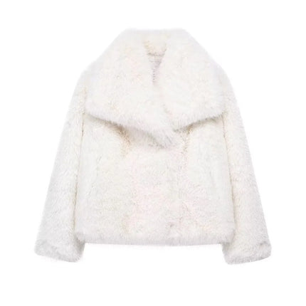 KAOPU ZA fur large lapel imitation fur coat short fashion imitation fox fur coat fluffy plush women's clothing