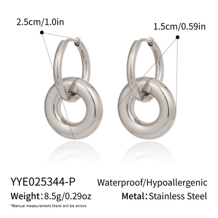 Xia Ling Simple and Stylish Double-Layer Ring Splicing Earrings Stainless Steel Plated with 18K Gold Versatile and Unique Titanium Steel Earrings for Women
