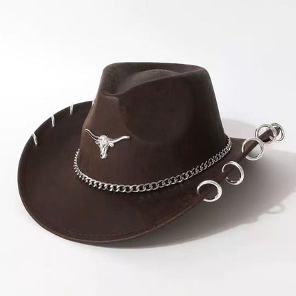 Solid Color Light Board Felt Western Cowboy Hat Outdoor Autum Hat Women's Simple French Hat Men's High-End