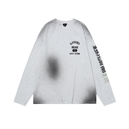 # Ovdy New Autumn and Winter Street Fashion Long-Sleeved T-Shirt 250g Waffle Fabric Asymmetrical Spray-Painted Top Trendy