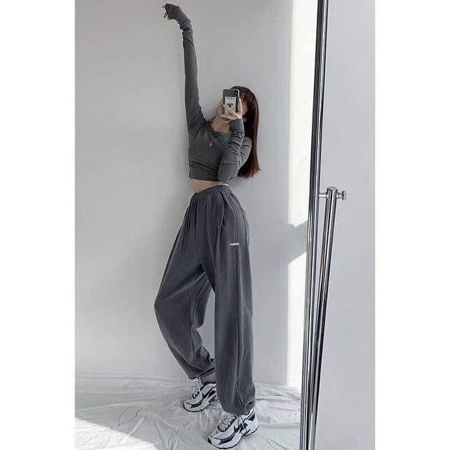 2024 Spring and Summer Thin High Waist American Letter Loose Sports Pants Women's Casual Foot Pants Sweatpants Women's Wholesale