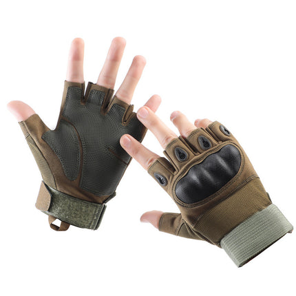 Men's Outdoor Half-Finger Gloves Carbon Fiber Shell Anti-Cut and Wear-Resistant Combat Sports Training Anti-Slip Tactical Gloves Special Forces