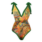 Peacock Feather Print Swimsuit / S