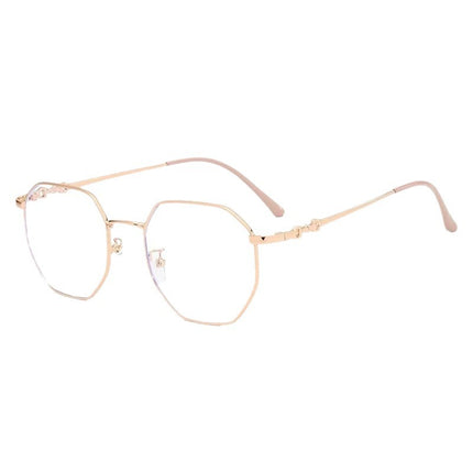 Photochromic Myopia Glasses for Women Can Be Equipped with Prescription Anti-Blue Light Eye Protection Plain Gold Wire Glasses Frame Korean Style Women's Glasses