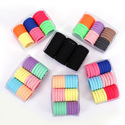 Simple Hair Rope Women's Leather Cover Rubber Band Women's Tie High Elastic Durable Hair Rope Black Headwear Thick Hair Ring