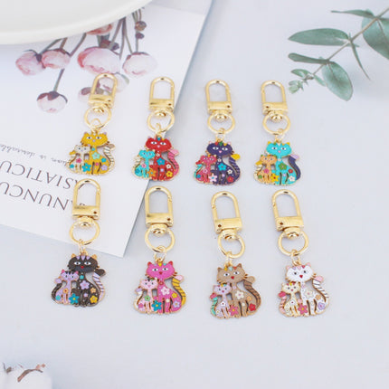Cross-border New Parent-child Cat Pendant Classic Cat-shaped Cartoon Keychain Bag Decorative Accessories Metal Keychain