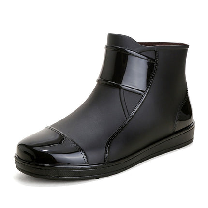 Wholesale Cross-Border Fashion Non-Slip Waterproof Rain Boots Men's Short Rain Boots Plus Velvet Trendy Fishing Kitchen Car Wash Water Shoes Boots
