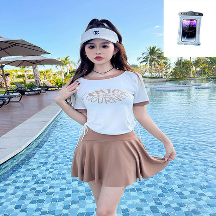 Women's Swimsuit 2025 New Style Belly-Covering Slimming Look One-Piece Boxer Swimming Pool Conservative Hot Spring Professional Large Size Swimsuit
