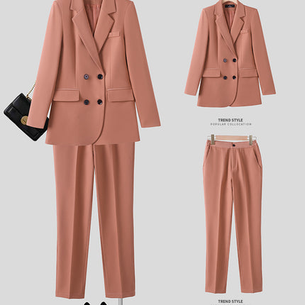 Cross-Border Military Green Suit Set for Women, Long-Sleeved, Goddess Style, High-End Casual Petite Suit Set, Workwear