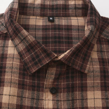 New European and American Flannel Plaid Long Sleeve Shirt Spring Autumn Winter Foreign Trade Size Clothes Foreign Clothing Amazon Fast
