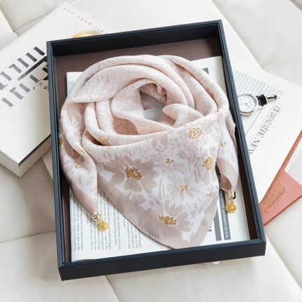 2024 New Cotton and Linen Square Scarf Autumn and Winter Neck Protection Small Scarf Women's Magnetic Buckle Triangle Scarf High-grade All-match Scarf