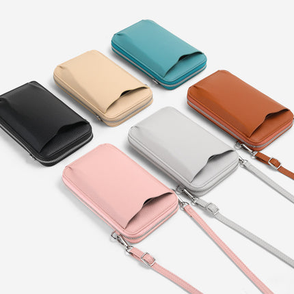2026 Cross-Border Leather Women's Crossbody Shoulder Bag Vertical Style Phone Bag Macaron Color Commuting Versatile Lightweight Storage