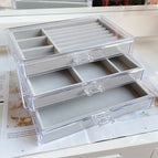 [gray] 3-layer jewelry box (with plastic inner drawer) / 24*14*10cm