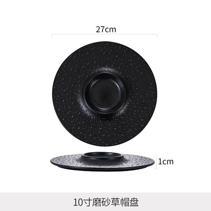 Simple Nordic Style Solid Color Ceramic Western Food Steak Plate High Color Value Mars Pit with Edge Disc Dim Dessert Plate