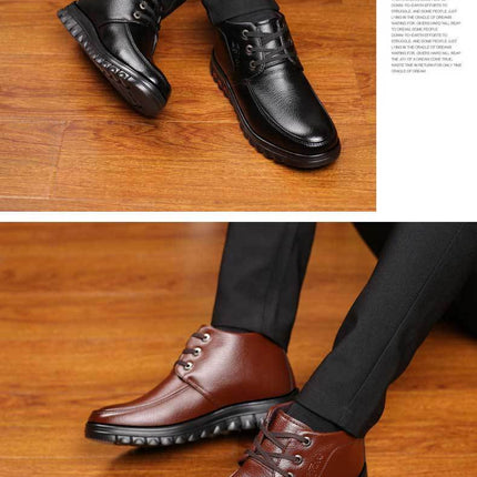 Winter cotton shoes men's leather fleece-lined thick warm high-top non-slip soft bottom middle-aged and elderly cotton shoes dad shoes