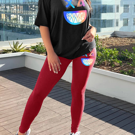 Fashion Joker Short Sleeve Leggings suit
