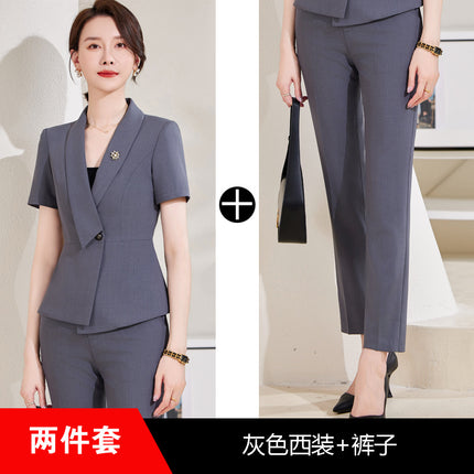 High-end professional suit women's summer new elegant goddess fan hotel front desk sales department overalls suit skirt