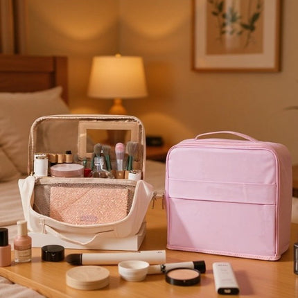 Stand-Up Cosmetic Bag, Large-Capacity Pencil Case, Women's Bag, Travel Storage Bag, Waterproof and Wear-Resistant, Can Be Hung on Luggage Bags