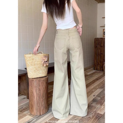 American Khaki Wide-Leg Jeans New Low-Waist Summer Hot Girl Slim Straight Loose Drape Floor-Length Pants