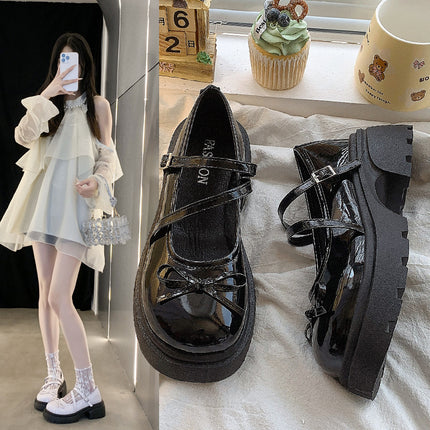 French Shallow Thick-Soled Flats for Women 2025 New Autum with Skirt Retro Heightening Thick Heel Mary Jane Loafers